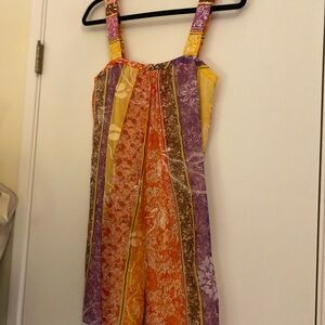 Alice + Olivia Silk Blend Patchwork Tank Dress